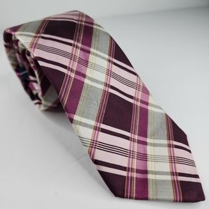 TRUE FORUM Multi-color Plaid Silk Tie.